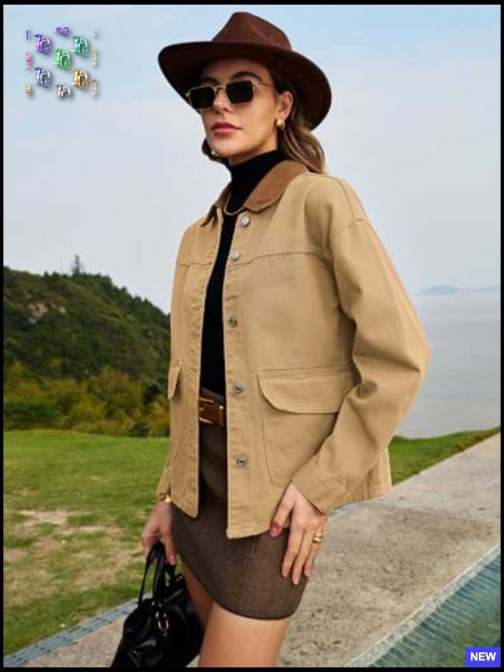 Oversized Barn Denim Jacket Relaxed Fit Button Down Coat with Pockets - Picture 4 of 7